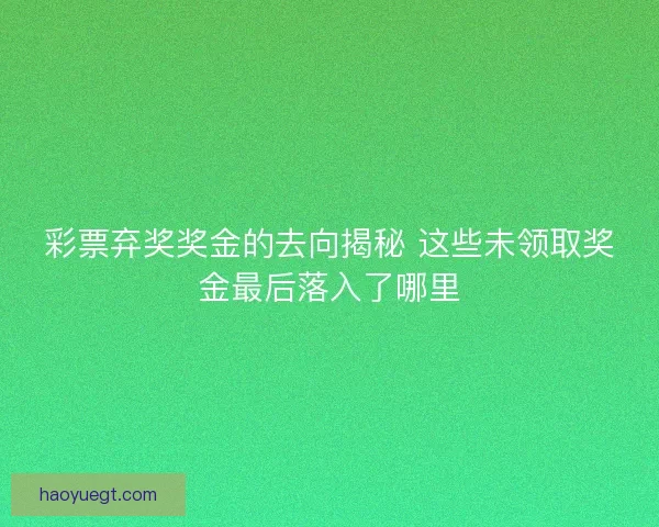 彩票弃奖奖金的去向揭秘 这些未领取奖金最后落入了哪里