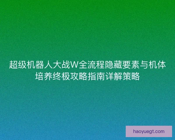 超级机器人大战W全流程隐藏要素与机体培养终极攻略指南详解策略