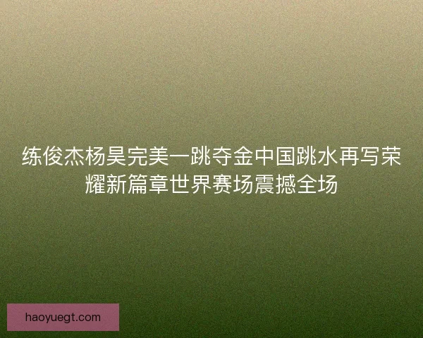 练俊杰杨昊完美一跳夺金中国跳水再写荣耀新篇章世界赛场震撼全场